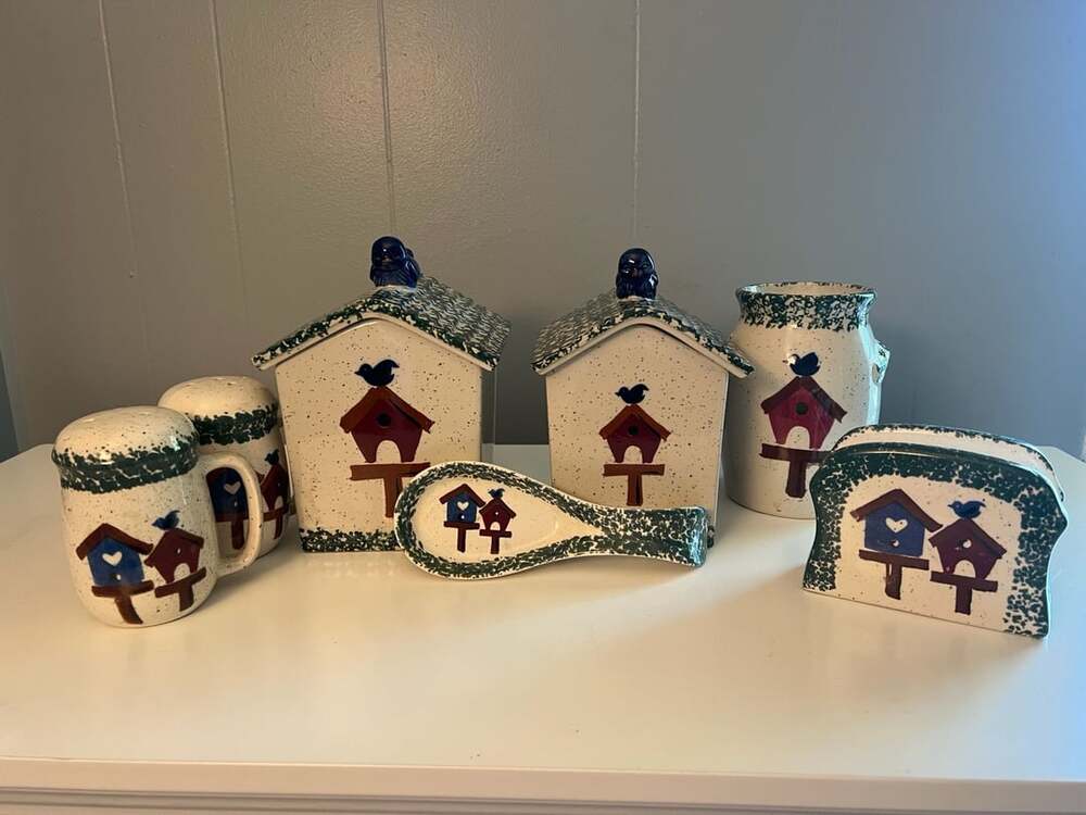 Vintage Gibson  Birdhouse Kitchen Decor Set 7 piece